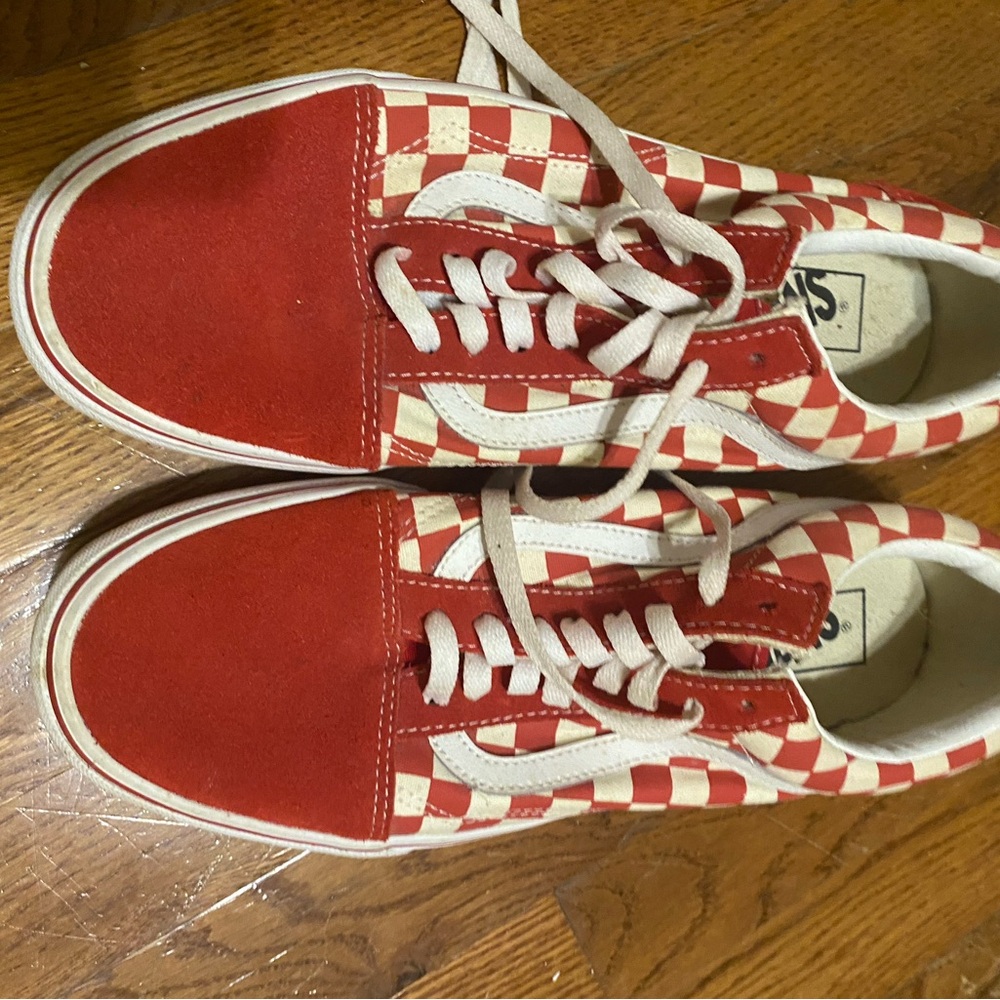 Vans Red and White Checkered Shoes